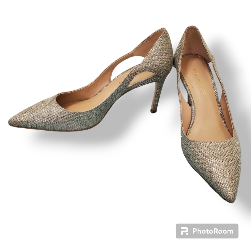 Stuart Weitzman Glittering Silver Heels